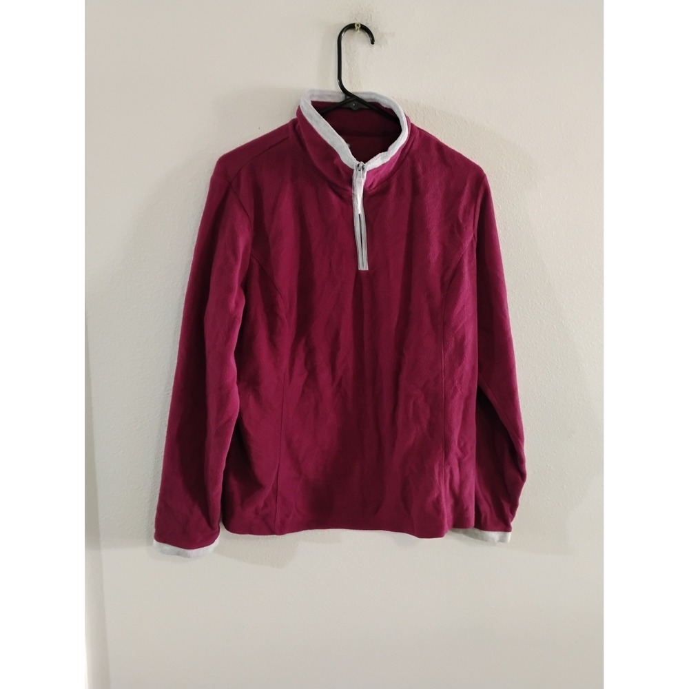 SB Active Womens Large Magenta Pink Quarter Zip Fleece Pullover Jacket Gray Trim